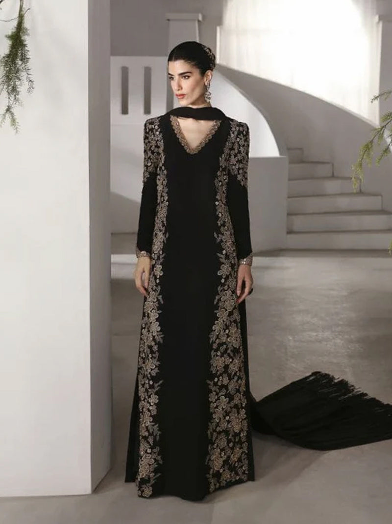 Moon Black - Couture Chiffon Dress with Fine Craftsmanship Moon Black - Couture Chiffon Dress with Fine Craftsmanship