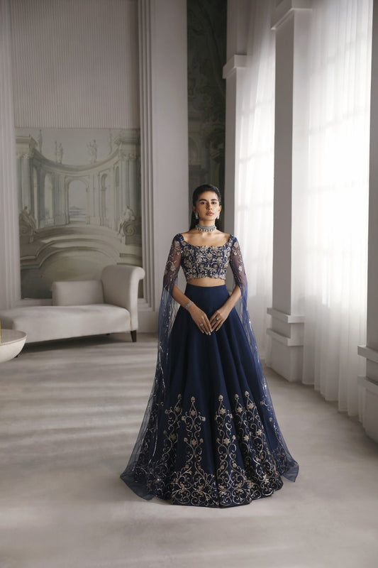 Royal Sapphire - Luxury Silk Couture Outfit for Special Occasions